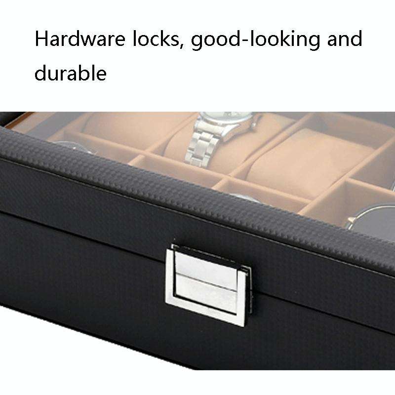6+3 PU Watch Glasses Case Carbon Fiber PU Skin Watch Box Sunglasses Box(Black)