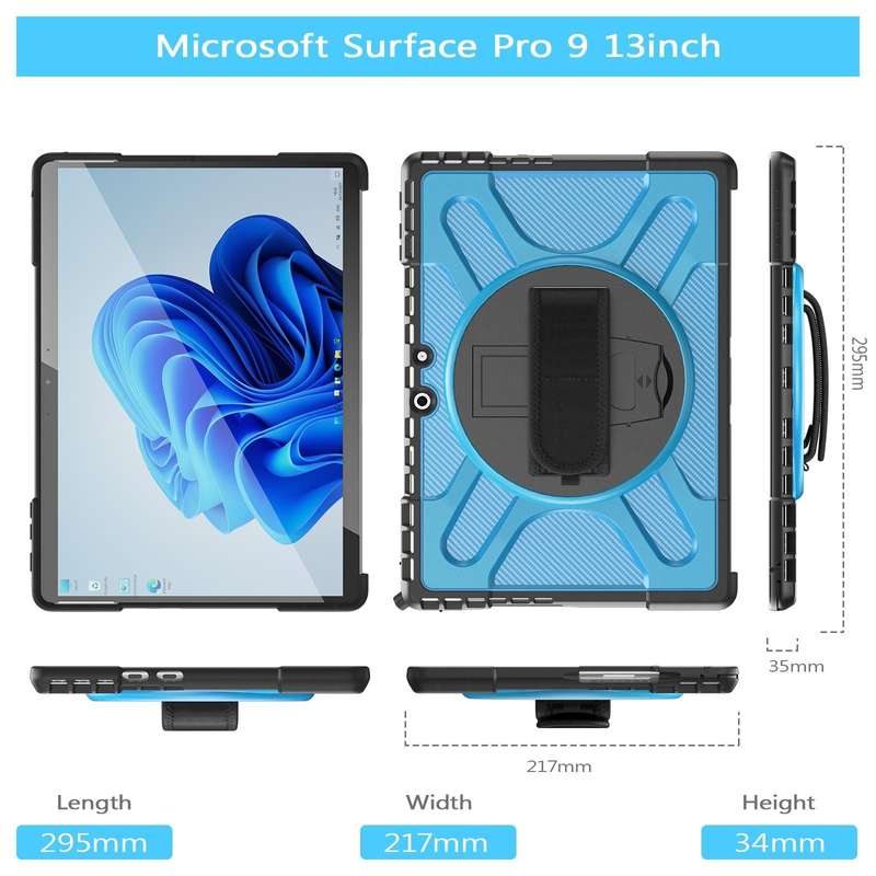 For MicroSoft Surface Pro 9 Rotatable Kickstand Grip Shockproof Tablet Case(Blue)