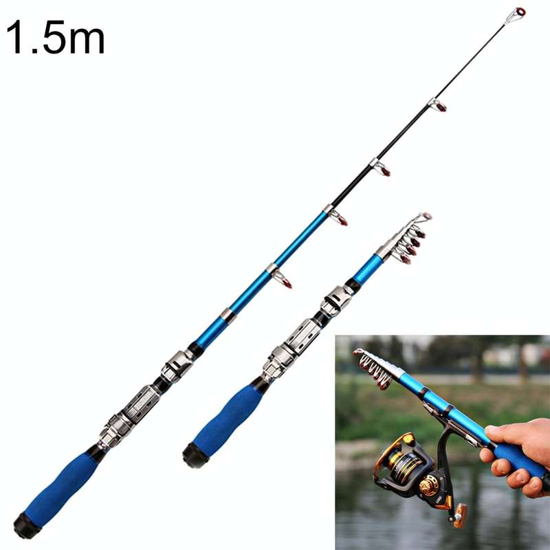 32cm Portable Telescopic Sea Fishing Rod Mini Fishing Pole, Extended Length : 1.5m, Blue Clip Ree...