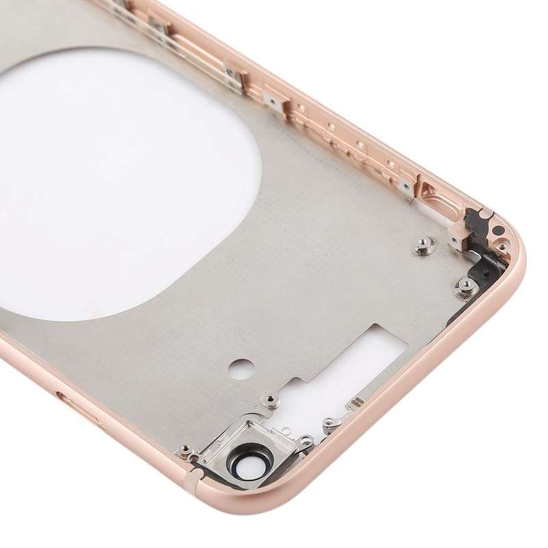 Transparent Back Cover with Camera Lens & SIM Card Tray & Side Keys for iPhone 8 (Gold)