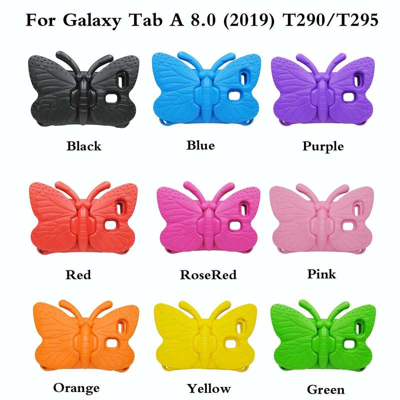 For Galaxy Tab A 8.0 2019 T290 / T295 Butterfly Bracket Style EVA Children Falling Proof Cover Pr...