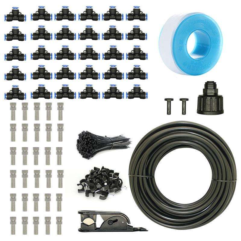 Low Pressure Spray DIY Kit Outdoor Cooling Atomization System, Specification: 25m 30 Heads(Black)