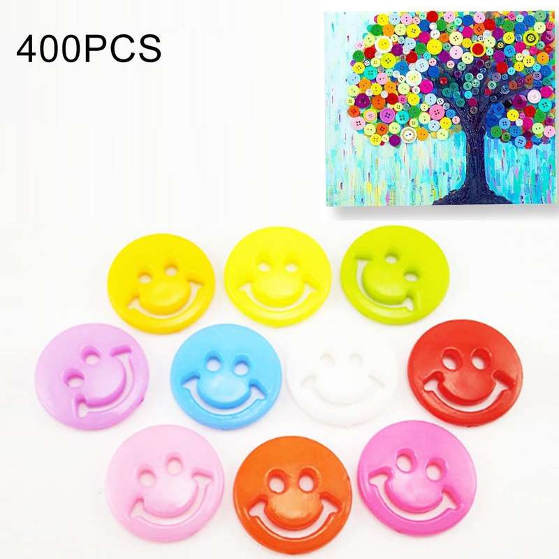 400 PCS Smile Face Resin Children Sweater Buttons Sewing Buttons in Bulk , Random Color, Diameter...