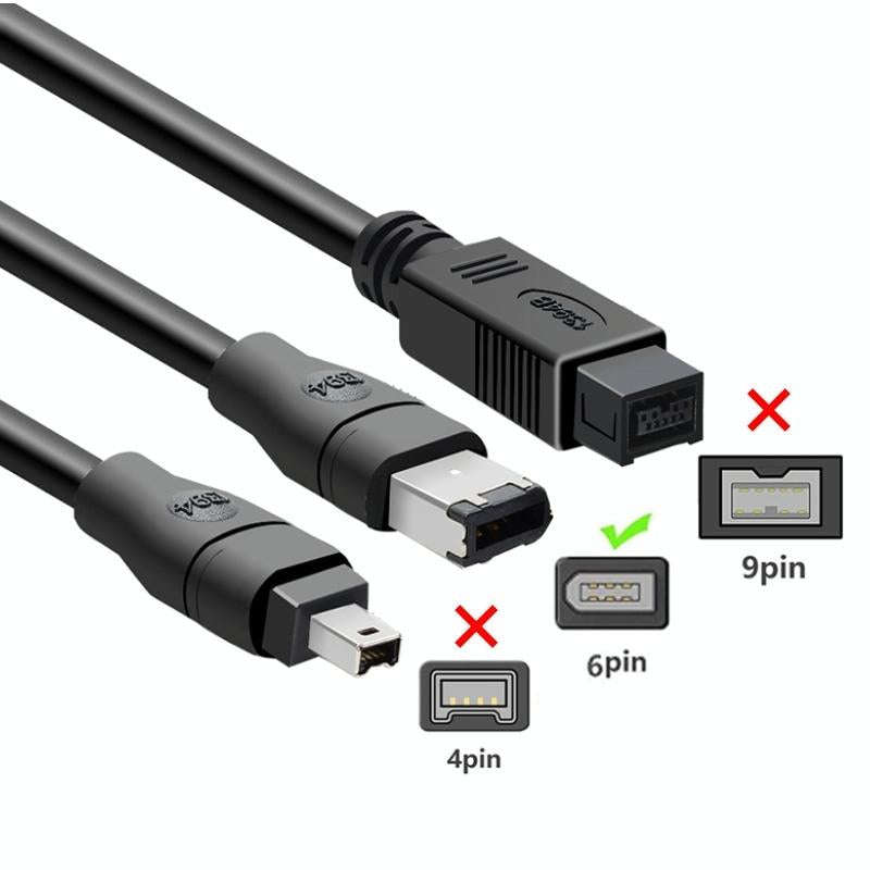 JUNSUNMAY Firewire IEEE 1394 6 Pin Male to USB 2.0 Male Adaptor Convertor Cable Cord, Length:4.5m