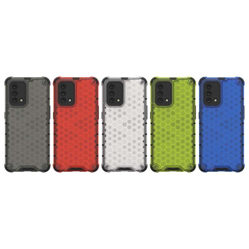 For OPPO A74 4G Shockproof Honeycomb PC + TPU Case(Black)