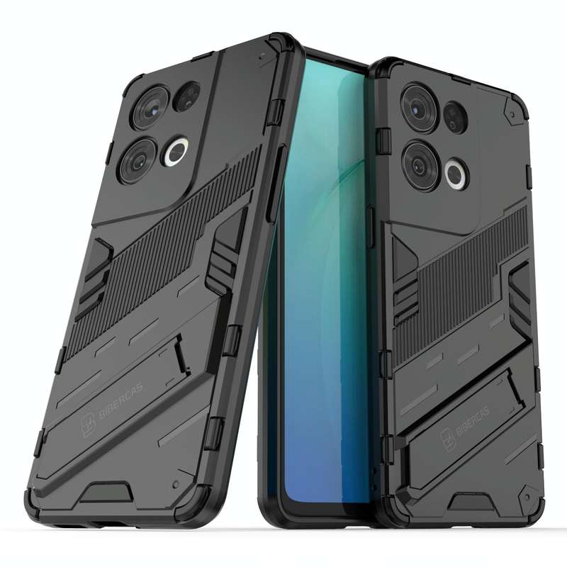 For OPPO Reno8 Pro Punk Armor 2 in 1 PC + TPU Shockproof Phone Case with Invisible Holder(Black)