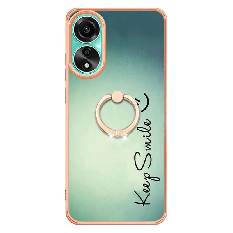 For OPPO A78 4G Electroplating Dual-side IMD Phone Case with Ring Holder(Smile)