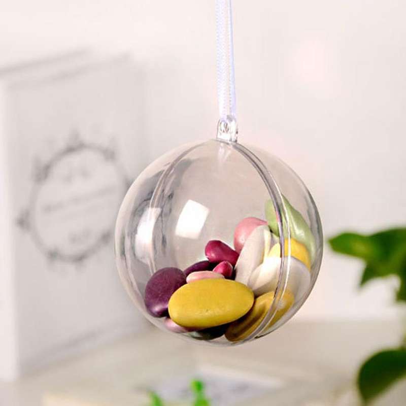 5 PCS Transparent Christmas Ball Hollow Plastic Sphere Ball Shaped Eternal Flower Ball Wedding Gi...