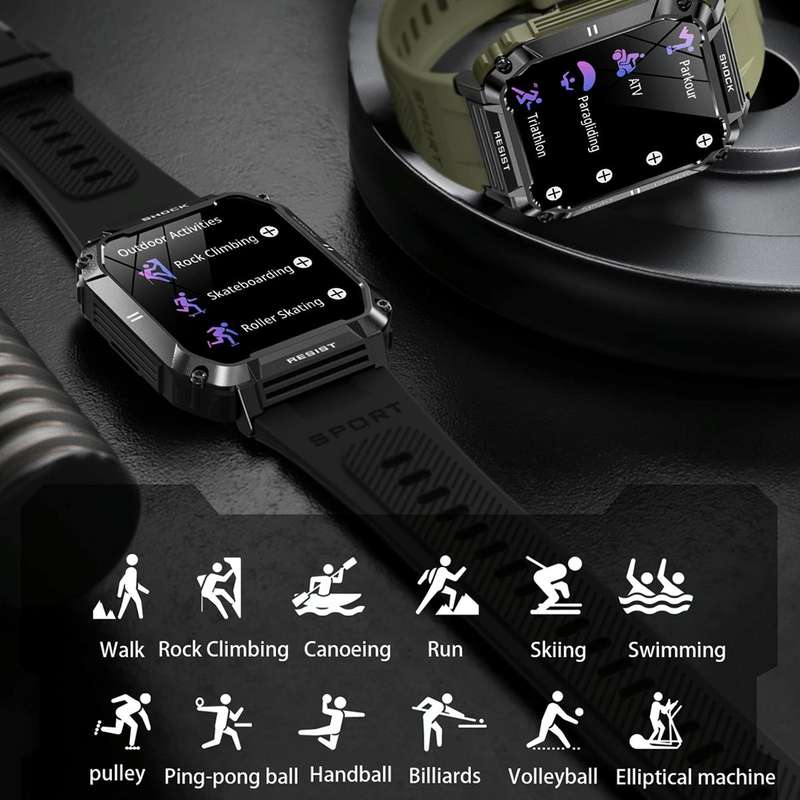 T3 1.95 inch Rugged Smart Sports Wristband Support Heart Rate Monitoring / Blood Pressure Monitor...