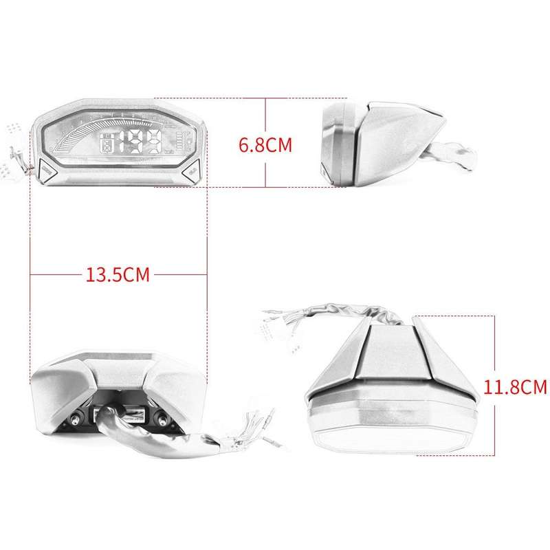 Motorcycle Universal LCD Instrument HD Display Speed Table 6 File Electronic Digital Table