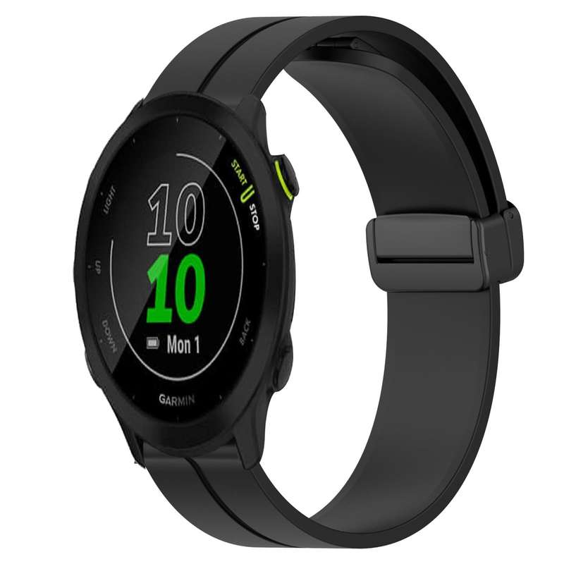 For Garmin Forerunner 55 20mm Solid Color Magnetic Clasp Silicone Watch Band(Black)