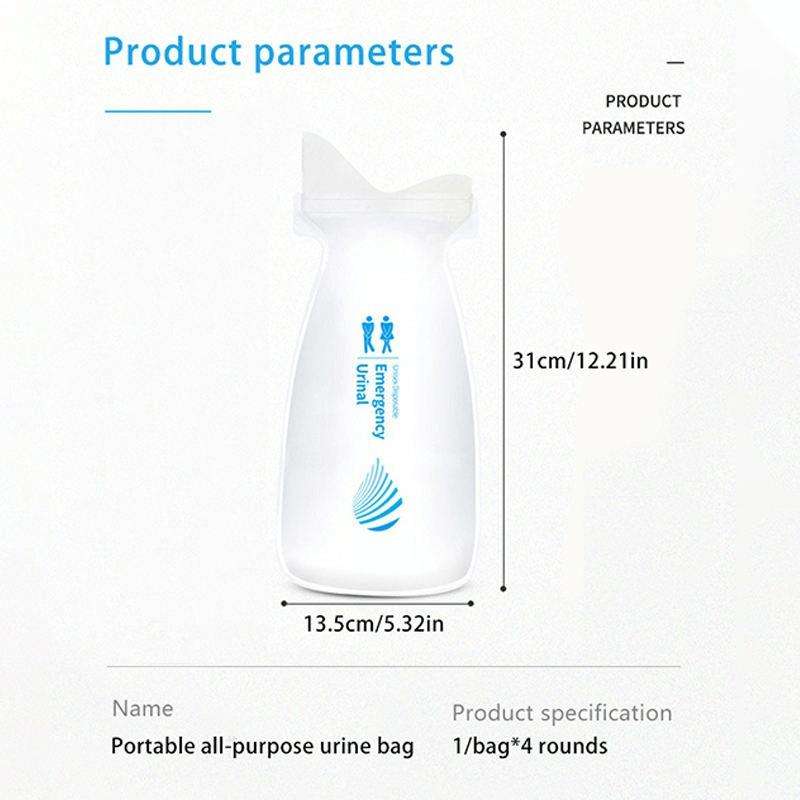 4pcs / Set Vehicle Emergency Urine Bags Unisex Disposable Portable Toilet 700ml