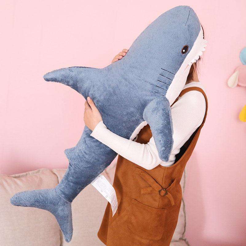 Plush Stuffed Toy Shark Kids Toys Boys Girls Animal Reading Pillow for Birthday Gifts, Height:80c...