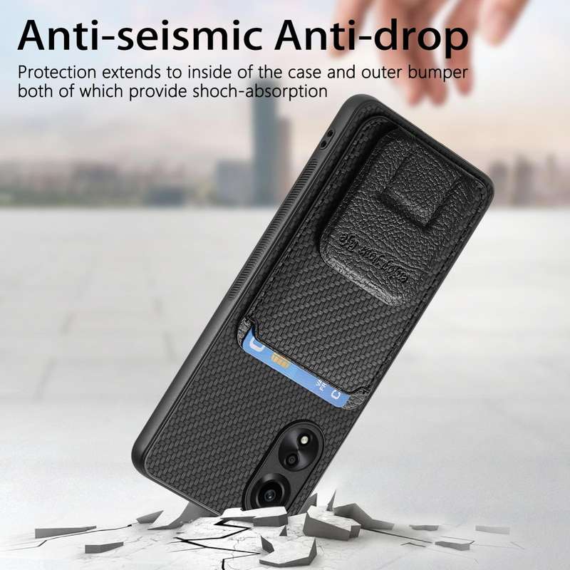 For OPPO A79 5G Carbon Fiber Card Bag Fold Stand Phone Case(Black)