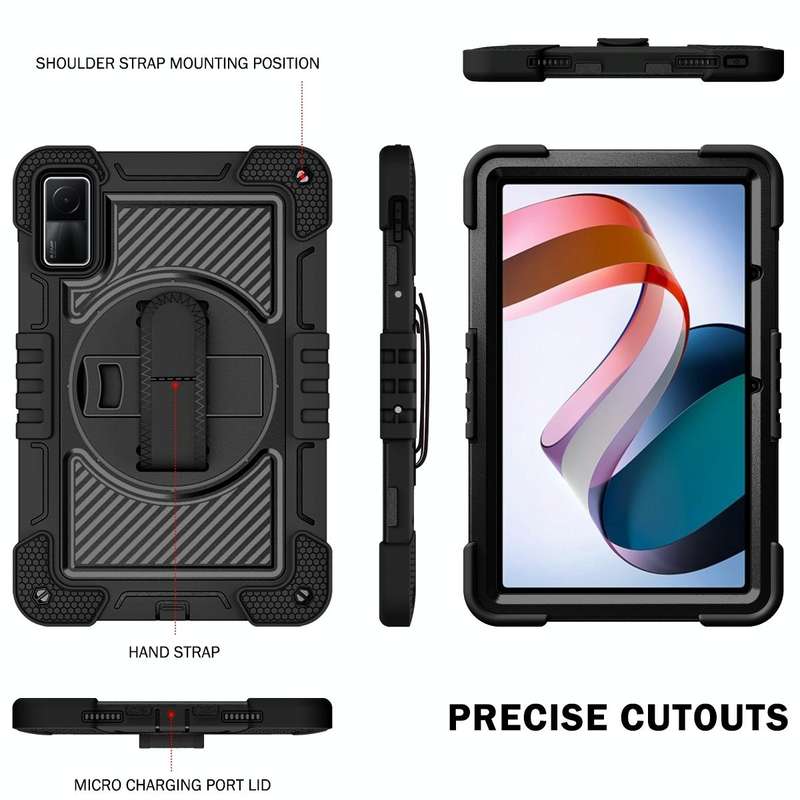 For Xiaomi Redmi Pad 10.61 360 Degree Rotation PC Contrast Silicone Tablet Case(Black)