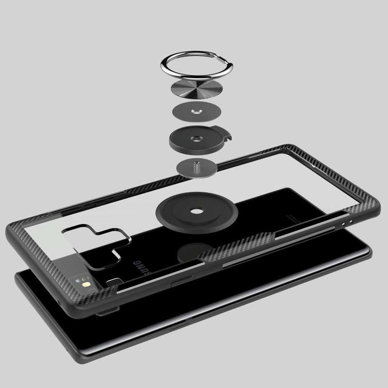 Scratchproof TPU + Acrylic Ring Bracket Protective Case for Galaxy Note 9(Black)