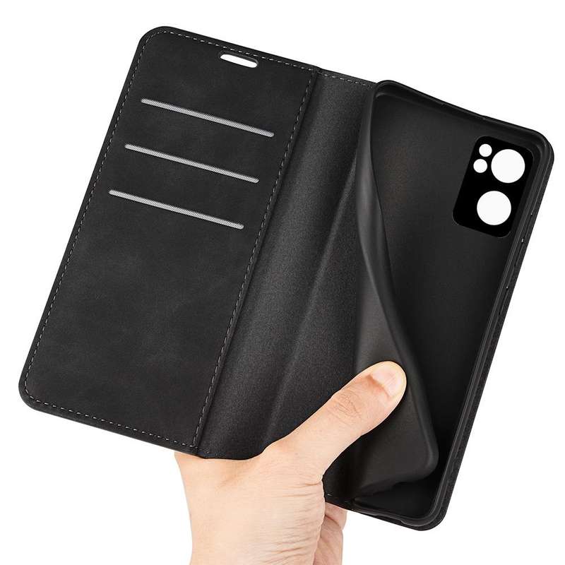 For OPPO Reno 7 5G Retro-skin Magnetic Suction Leather Phone Case(Black)