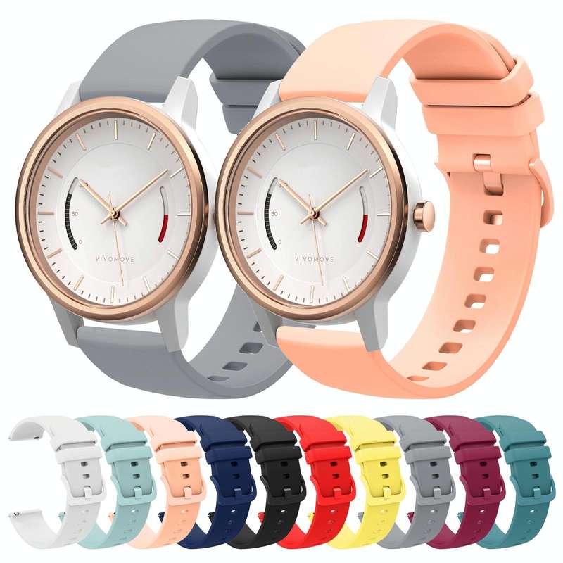 For Garmin Vivomove 20mm Solid Color Soft Silicone Watch Band(Navy Blue)