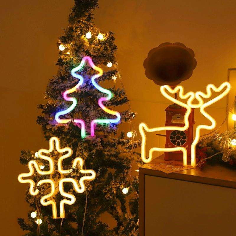 Christmas Decoration Neon Lights Wall-Mounted Ornaments, Spec: Tree-Colorful Light