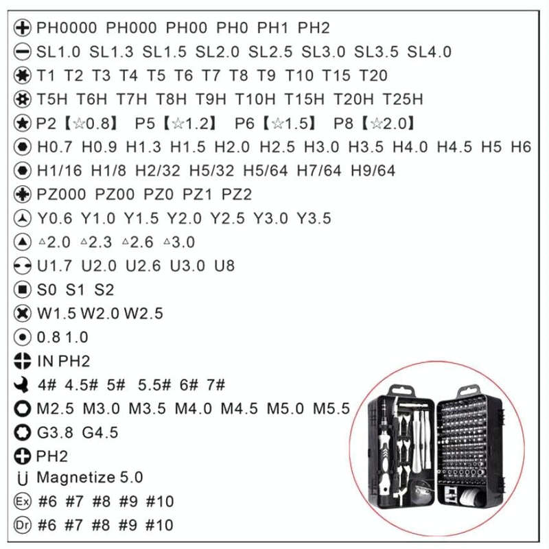 135 in 1 DIY Mobile Phone Disassembly Tool Clock Repair Multi-function Tool Screwdriver Set(Black...