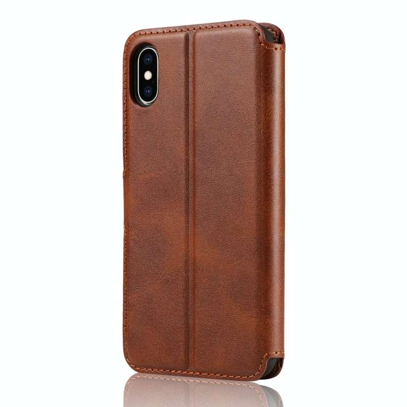For iPhone X / XS Calf Texture Magnetic Buckle Horizontal Flip Leather Case with Holder & Card Sl...
