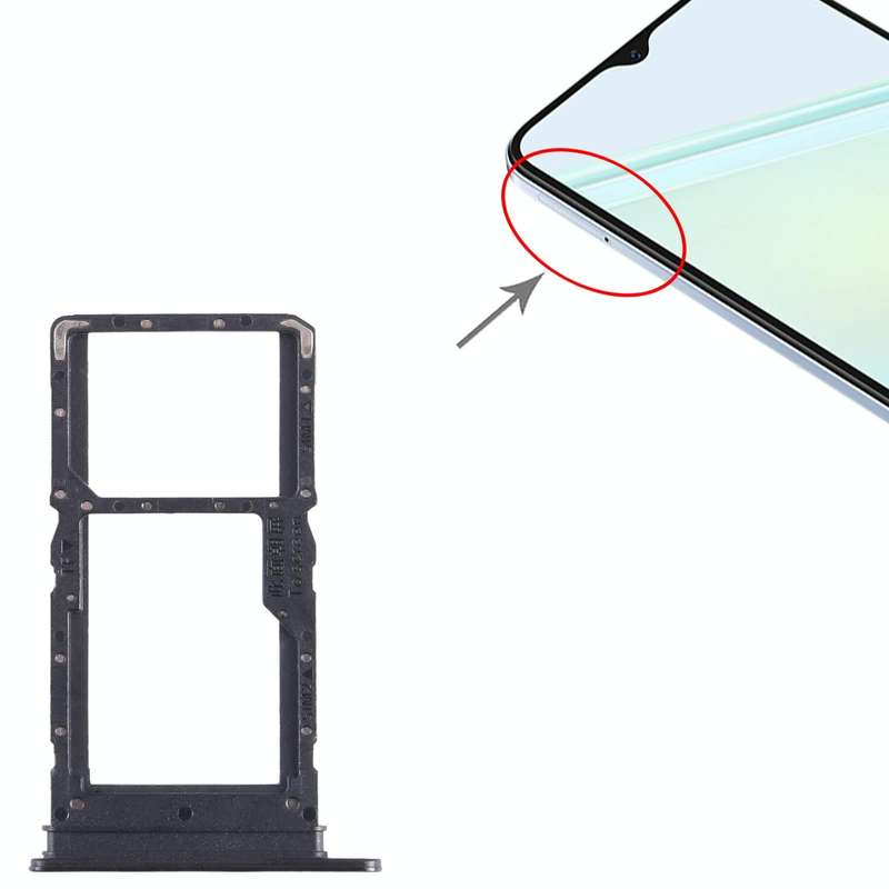 For Honor Play6C SIM + SIM / Micro SD Card Tray (Black)