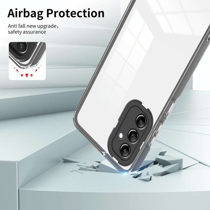 For Samsung Galaxy A14 5G 3 in 1 Clear TPU Color PC Frame Phone Case(Black)