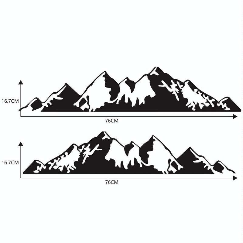 2 PCS/Set D-750 Mountain Pattern Car Modified Decorative Sticker(Black)