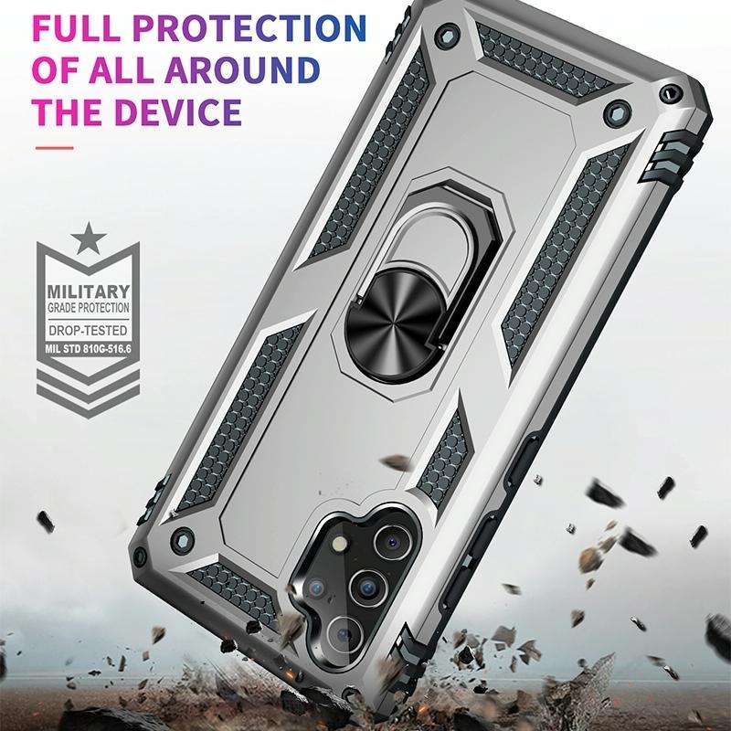 For Samsung Galaxy A53 / A53s Armor Shockproof Phone Case with Ring Holder(Silver)