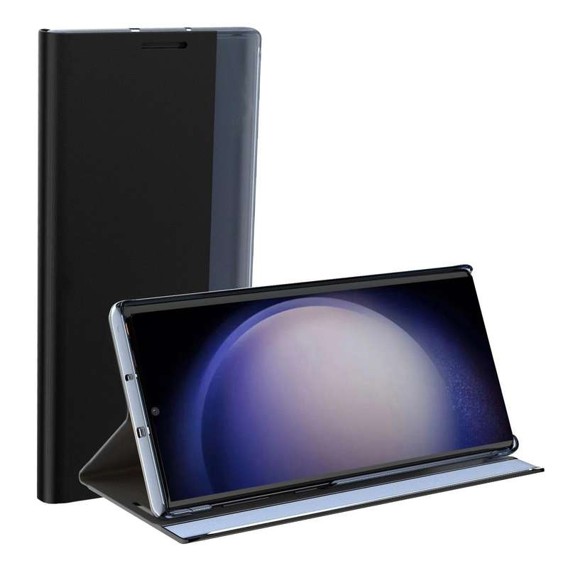 For Samsung Galaxy S22 5G Side Display Magnetic Flip Plain Cloth + PC Case with Holder & Sleep / ...