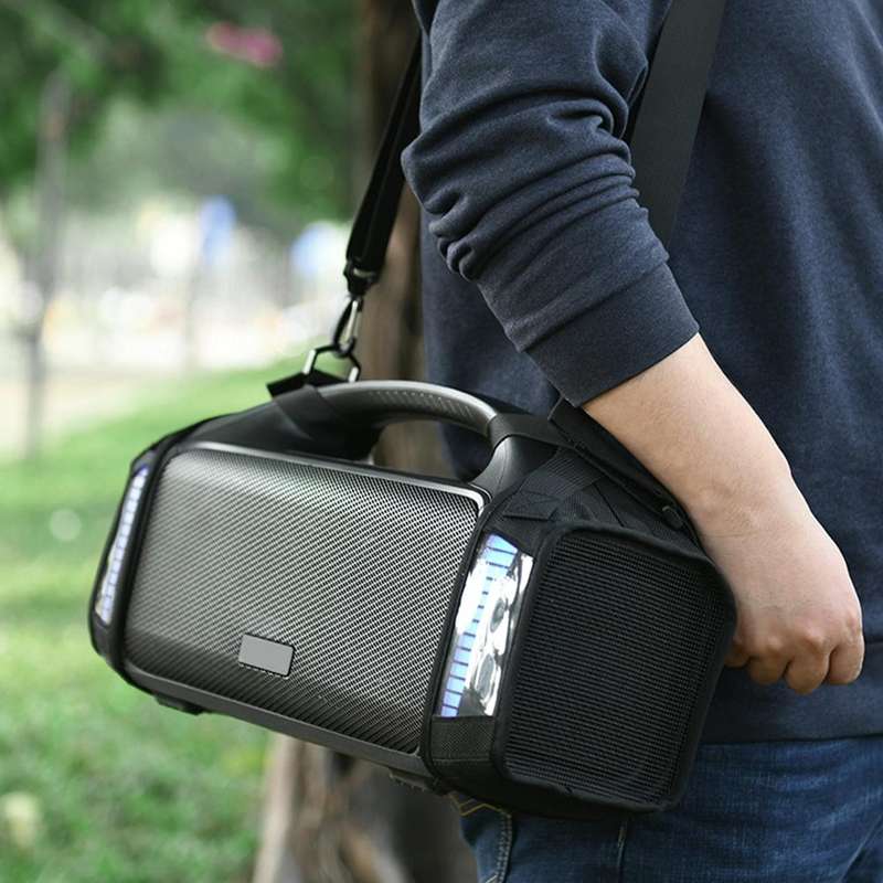For Tribit StormBox Blast Speaker Case Fall-proof Carrying Strap Case Protective Cover(Black)