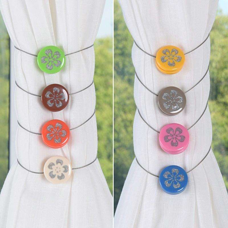 2 PCS Simple Modern Magnet Wire Curtain Buckle Magnetic Free Installation Curtain Strap Tie Wire ...