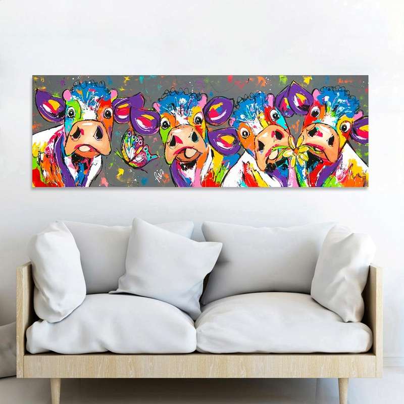 Colorful Cows Home Decoration Canvas Painting HD Inkjet Frameless Painting Core, Size:3090cm