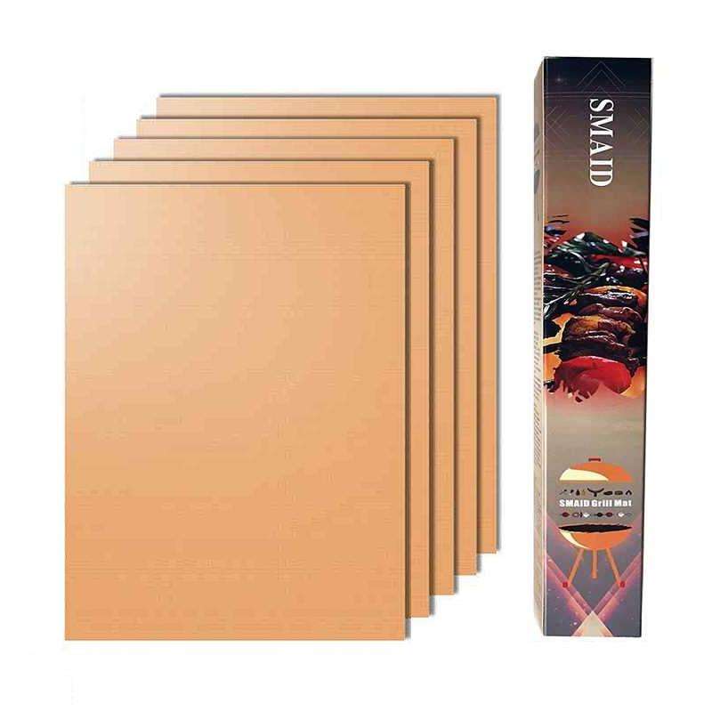 5 PCS 0.2mm Barbecue Grill Mat Non-Stick BBQ Baking Mats, Size: 40 x 33cm(Bronze)