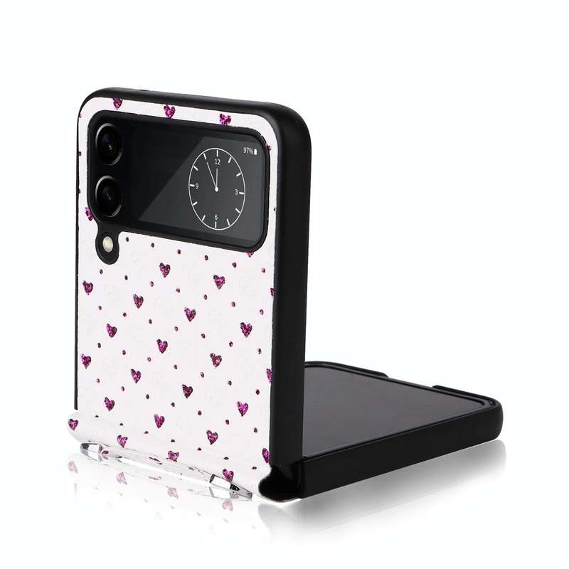 For Samsung Galaxy Z Flip4 5G Colorful Love Lanyard Phone Case(Purple)