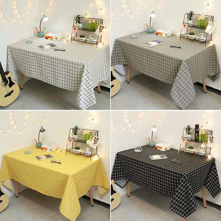 Square Checkered Tablecloth Furniture Table Dust-proof Decoration Cloth, Size:90x90cm(Black)