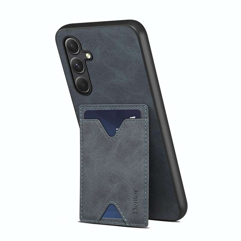 For Samsung Galaxy A24 5G Denior PU Back Cover Card Slot Holder Phone Case(Grey)