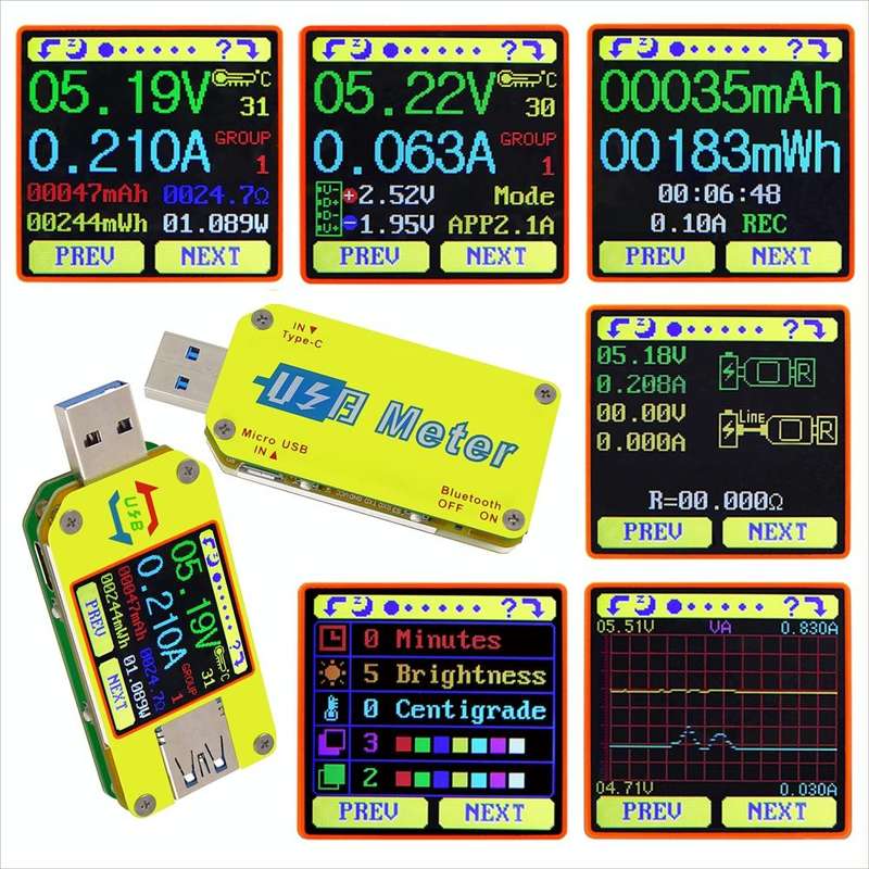 USB 3.0 Color Display Screen Tester Voltage-current Measurement Type-C Meter, Support Android APP...