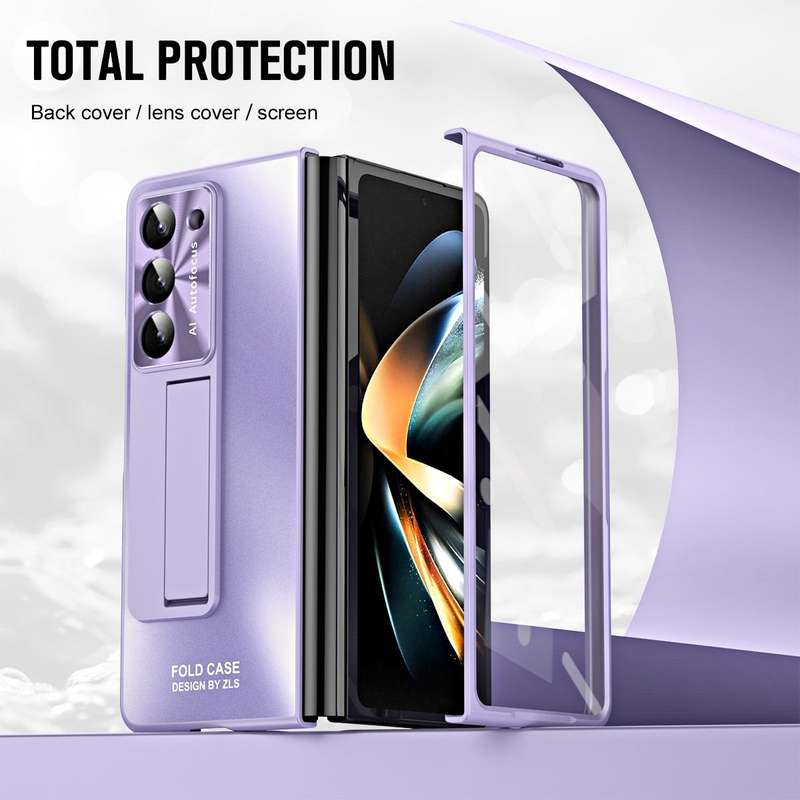For Samsung Galaxy Z Fold5 5G Integrated AG Matte Folding Phone Case with Pen Slot(Purple)