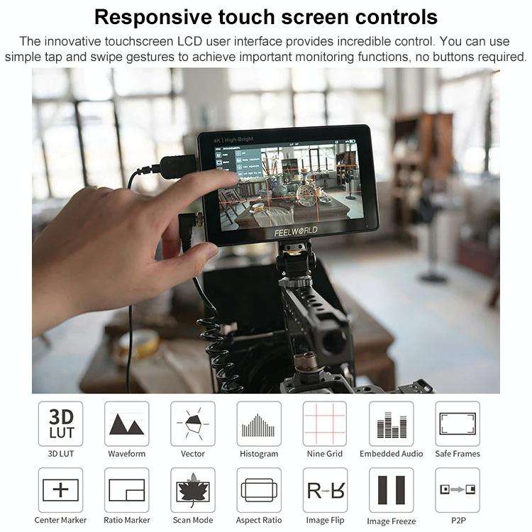 FEELWORLD F6 PLUSX 5.5 inch High Bright 1600nit Touch Screen DSLR Camera Field Monitor IPS FHD192...