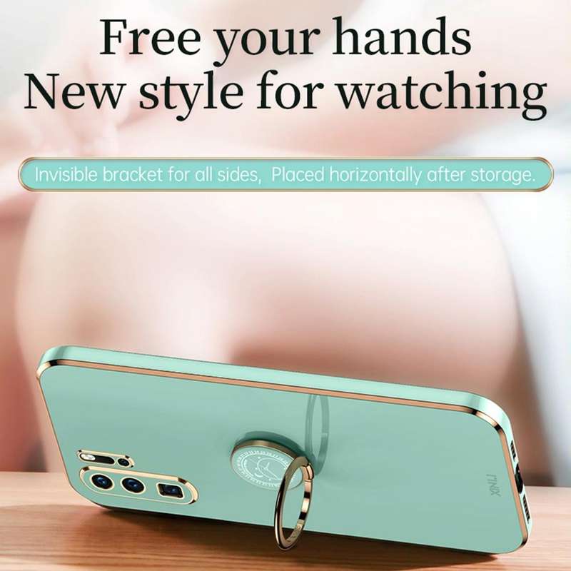 For Huawei P30 Pro XINLI Straight 6D Plating Gold Edge TPU Shockproof Case with Ring Holder(Cherr...