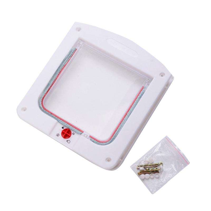 Cat / Small-scale Dog Friendly Transparent Flap, Universal 4 Way Locking(White)