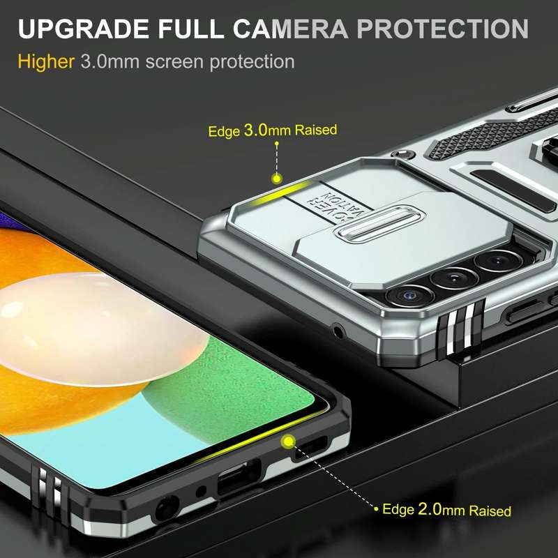For Samsung Galaxy A52 5G/4G Armor PC + TPU Camera Shield Phone Case(Grey)