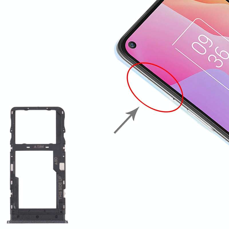 Original SIM Card Tray + Micro SD Card Tray for TCL 10L/10 Lite T770H T770B(Black)