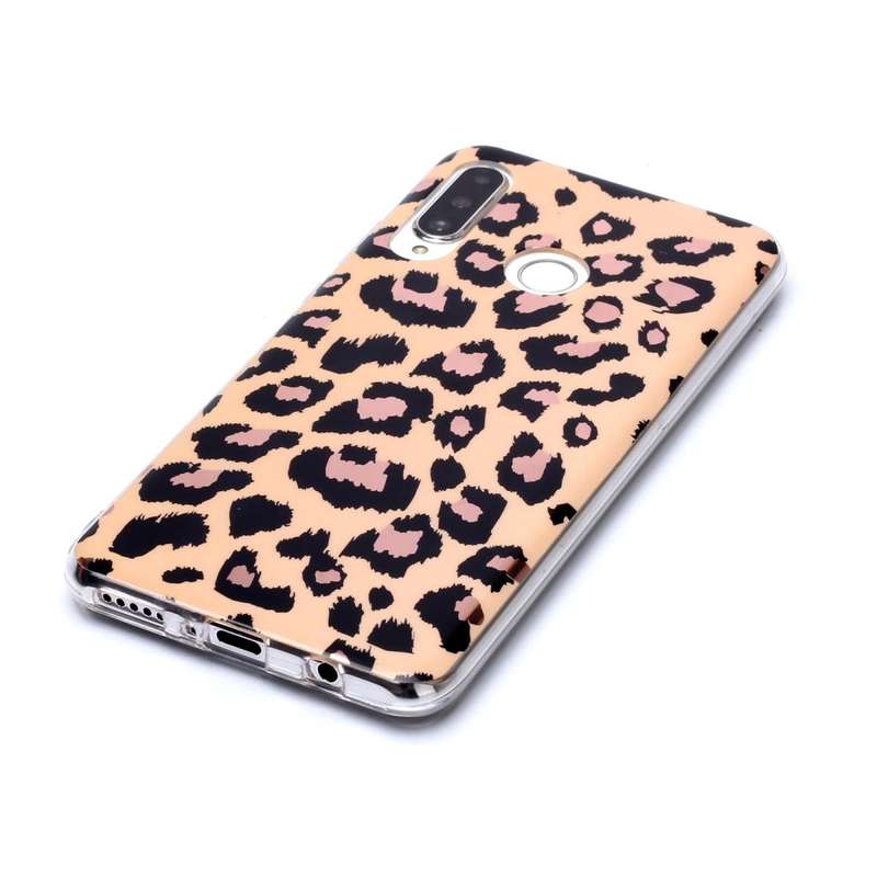 For Huawei P30 lite Plating Marble Pattern Soft TPU Protective Case(Leopard)