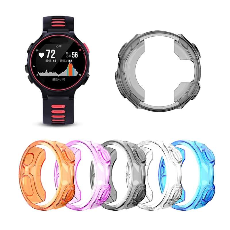 For Garmin Forerunner 735XT TPU Half-pack Candy Color Protective Case(Transparent Black)