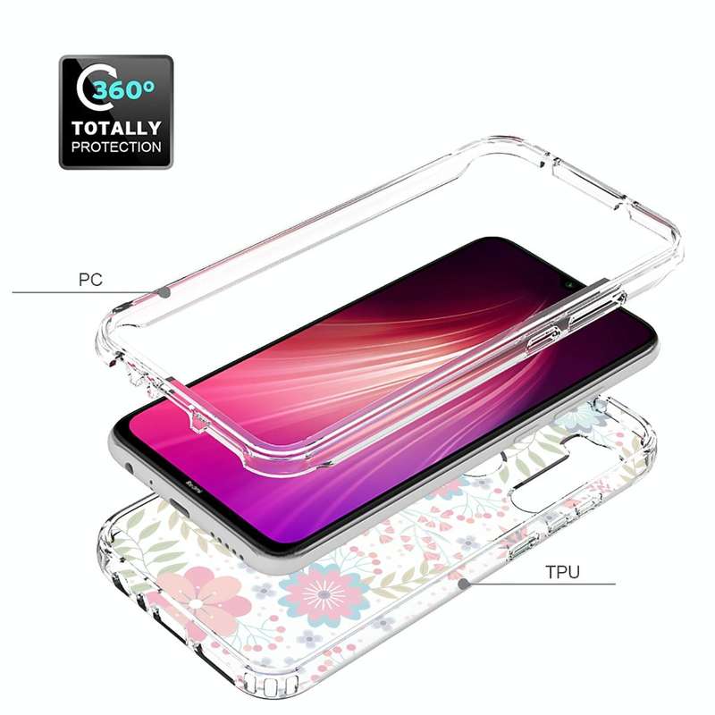 For Xiaomi Redmi Note 8 PC+TPU Transparent Painted Phone Case(Small Floral)