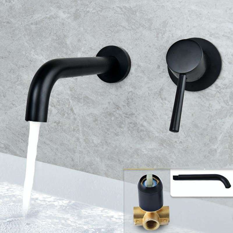 In-wall Hidden Concealed Faucet Hot and Cold Copper Mixing Valve, Specification: Black Split