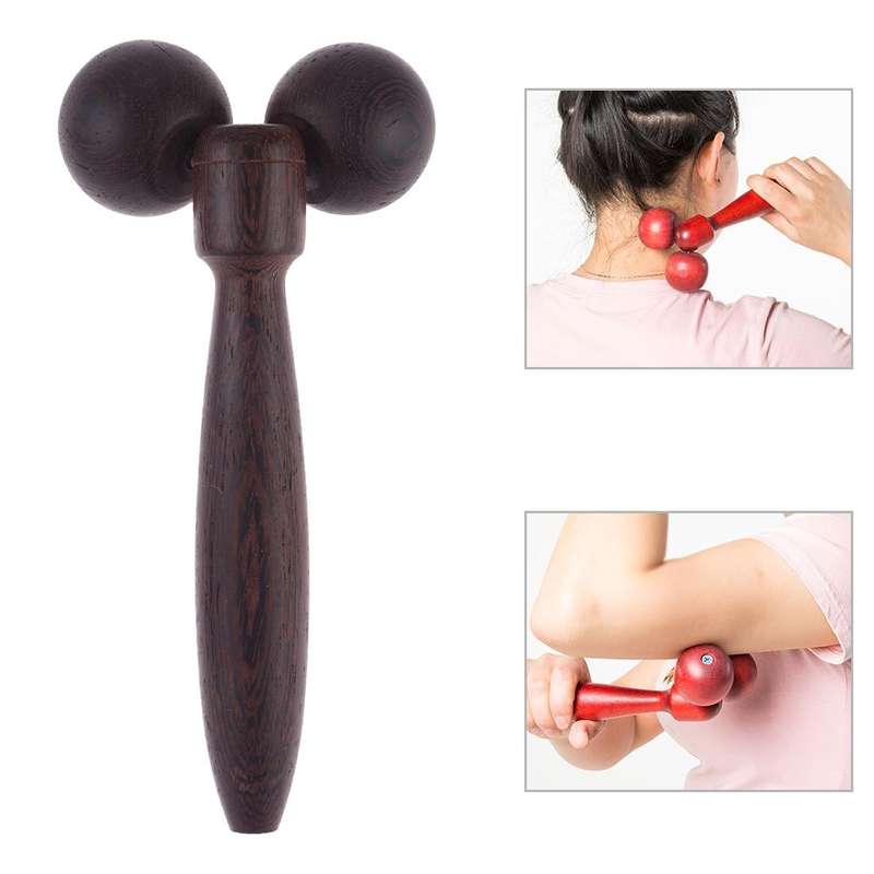 Wenge Solid Wood Manual Roller Massager (Black)