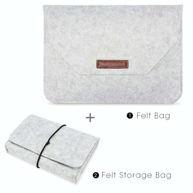 Portable Air Permeable Felt Sleeve Bag for MacBook Laptop, with Power Storage Bag, Size:15 inch(G...